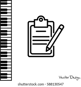 Web line icon. Checklist with pen (pencil)