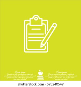 Web line icon. Checklist with pen (pencil)