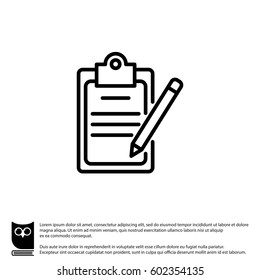 Web line icon. Checklist with pen (pencil)