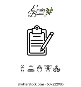 Web line icon. Checklist with pen (pencil)