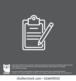 Web line icon. Checklist with pen (pencil)