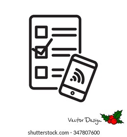 Web line icon - Checklist and smartphone with wi-fi