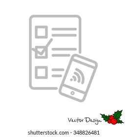 Web line icon. Checklist and smartphone with wi-fi