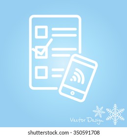 Web line icon. Checklist and smartphone with wi-fi