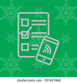 Web line icon. Checklist and smartphone with wi-fi