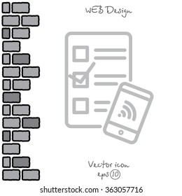 Web line icon. Checklist and smartphone with wi-fi