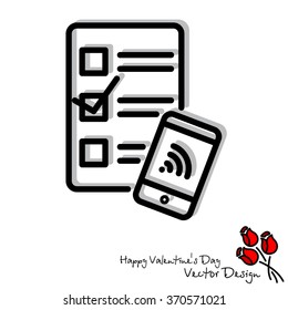 Web line icon. Checklist and smartphone with wi-fi