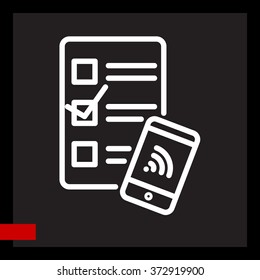 Web line icon. Checklist and smartphone with wi-fi