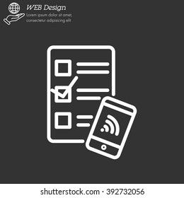 Web line icon. Checklist and smartphone with wi-fi