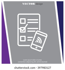 Web line icon. Checklist and smartphone with wi-fi