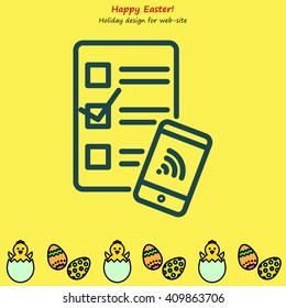 Web line icon. Checklist and smartphone with wi-fi