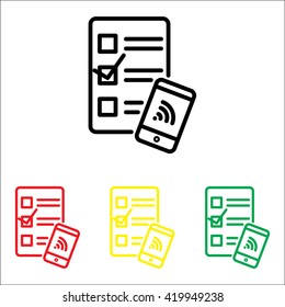 Web line icon. Checklist and smartphone with wi-fi