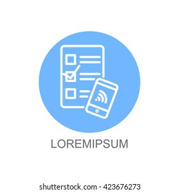 Web line icon. Checklist and smartphone with wi-fi