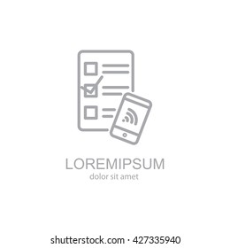 Web line icon. Checklist and smartphone with wi-fi