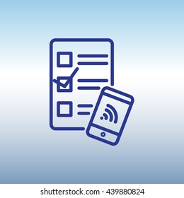 Web line icon. Checklist and smartphone with wi-fi
