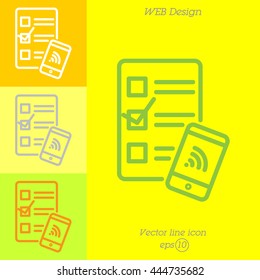 Web line icon. Checklist and smartphone with wi-fi