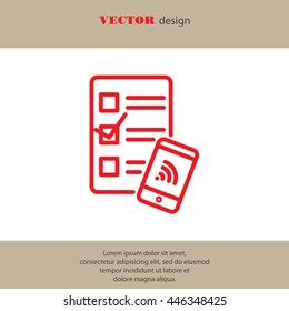 Web line icon. Checklist and smartphone with wi-fi