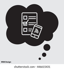 Web line icon. Checklist and smartphone with wi-fi