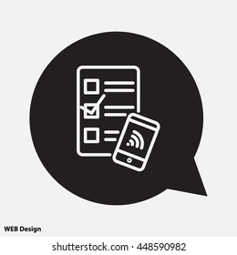 Web line icon. Checklist and smartphone with wi-fi