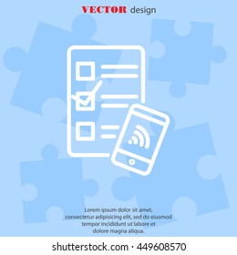 Web line icon. Checklist and smartphone with wi-fi