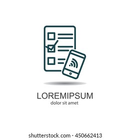Web line icon. Checklist and smartphone with wi-fi