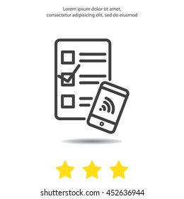 Web line icon. Checklist and smartphone with wi-fi
