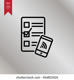 Web line icon. Checklist and smartphone with wi-fi