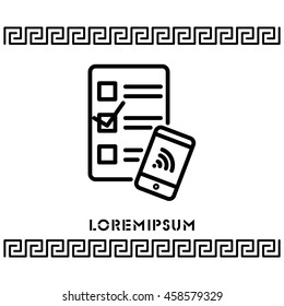 Web line icon. Checklist and smartphone with wi-fi