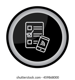 Web line icon. Checklist and smartphone with wi-fi