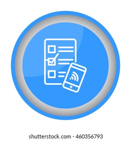 Web line icon. Checklist and smartphone with wi-fi