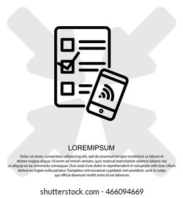 Web line icon. Checklist and smartphone with wi-fi