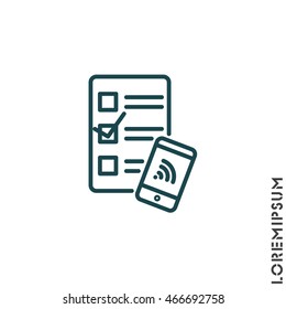 Web line icon. Checklist and smartphone with wi-fi