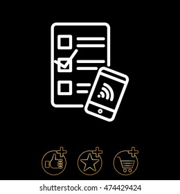 Web line icon. Checklist and smartphone with wi-fi