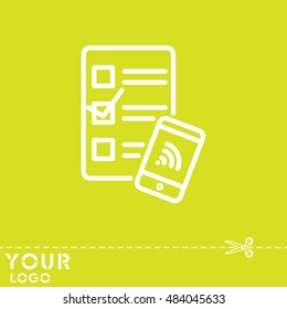 Web line icon. Checklist and smartphone with wi-fi