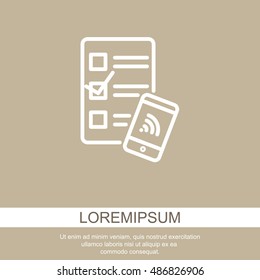 Web line icon. Checklist and smartphone with wi-fi