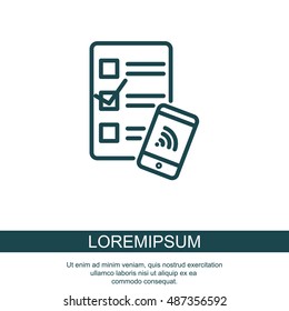 Web line icon. Checklist and smartphone with wi-fi