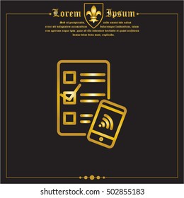 Web line icon. Checklist and smartphone with wi-fi