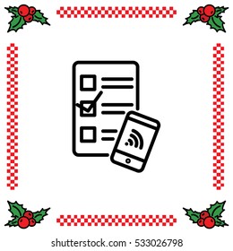 Web line icon. Checklist and smartphone with wi-fi