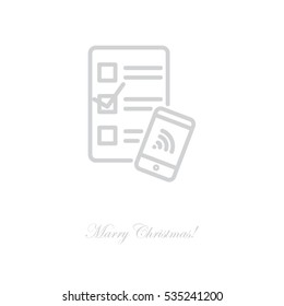 Web line icon. Checklist and smartphone with wi-fi