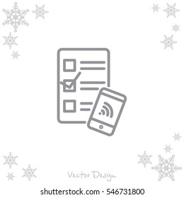 Web line icon. Checklist and smartphone with wi-fi