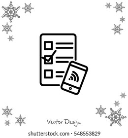 Web line icon. Checklist and smartphone with wi-fi