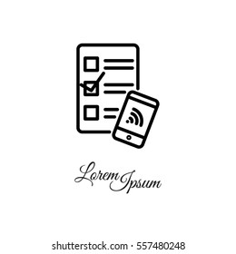 Web line icon. Checklist and smartphone with wi-fi