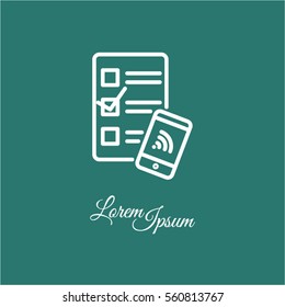 Web line icon. Checklist and smartphone with wi-fi