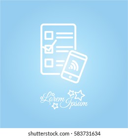 Web line icon. Checklist and smartphone with wi-fi