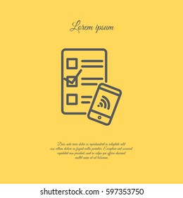 Web line icon. Checklist and smartphone with wi-fi