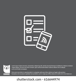 Web line icon. Checklist and smartphone with wi-fi