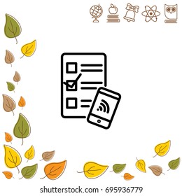 Web line icon. Checklist and smartphone with wi-fi