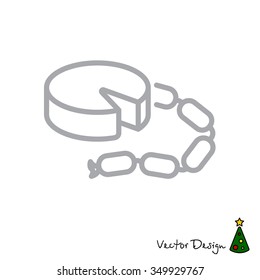 Web line icon. Cheese and sausage