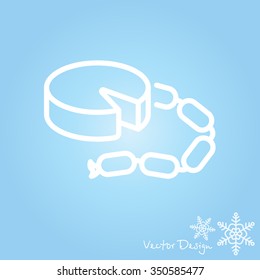 Web line icon. Cheese and sausage