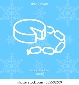 Web line icon. Cheese and sausage